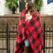 Monogrammed Red Buffalo Check Plush Blanket