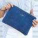 Boulevard Sofie Ocean Italian Suede Monogrammed Clutch