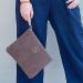 Boulevard Sofie Praline Italian Suede Monogrammed Clutch