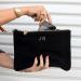 Boulevard Sofie Italian Suede Clutch In Jet