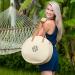 Monogrammed Round Natural Bungalow Tote