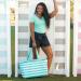 Monogrammed Mint Stripe Ultimate Tote