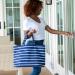 Monogrammed Navy Stripe Ally Tote