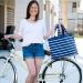 Monogrammed Navy Stripe Ally Tote