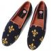 Needlepoint Fleur De Lis On Navy By Paige Ladies Loafers