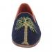 Needlepoint Palm Tree On Navy Ladies Loafers By Paige