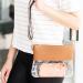 Monogrammed Clear Camel Trim Crossbody Wristlet