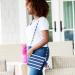 Monogrammed Navy Stripe Haley Wristlet Crossbody