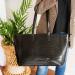 Monogrammed Black Crocodile Work Tote