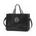 Monogrammed Black Crocodile Daily Tote