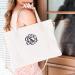 Monogrammed Ivory Textured Vegan Leather Functional Tote