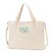 Monogrammed Ivory Textured Vegan Leather Functional Tote