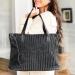 Monogrammed Black Textured Vegan Leather Functional Tote