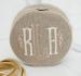 4" Jewelry Roll In Natural Textured Linen With Kim Monogram