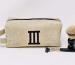 Dopp Kit In Natural Textured Linen With Appliqué Monogram