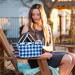 Monogrammed Navy Check Mini Market Tote