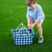 Monogrammed Navy Check Mini Market Tote