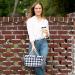 Monogrammed Black Check Mini Market Tote