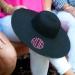 Monogrammed Black Ladies Floppy Sun Hat