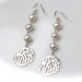 Monogrammed Earrings With Drop Pearls