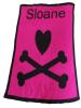 Monogrammed Heart And Crossbones Knit Blanket