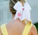 Monogrammed Girl's White Grosgrain Hair Bow (assorted Colors)