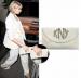 Monogrammed Beaded Ladies Foldover Clutch Diamond Monogram