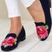 By Paige Peony On Navy Ladies Needlepoint Loafers 