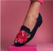 Peony On Navy Needlepoint Mules