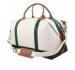 Monogrammed Weekender Bag In White Canvas With Green Trim 