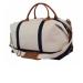 Monogrammed Weekender Bag In White Canvas With Navy Trim 