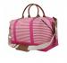 Monogrammed Hot Pink Stripes Weekender Bag 