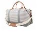 Monogrammed Gray Striped Weekender Bag 