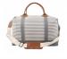Monogrammed Gray Striped Weekender Bag 