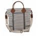 Monogrammed Shoulder Bag In Gray Stripes 