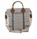 Monogrammed Shoulder Bag In Gray Stripes 