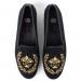 By Paige Metallic Gold Fleur De Lis Ladies Needlepoint Loafers 