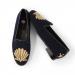 By Paige Gold Scallop On Navy Ladies Needlepoint Loafers 