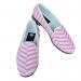 By Paige Ladies Pink And White Herringbone Needlepoint Loafers