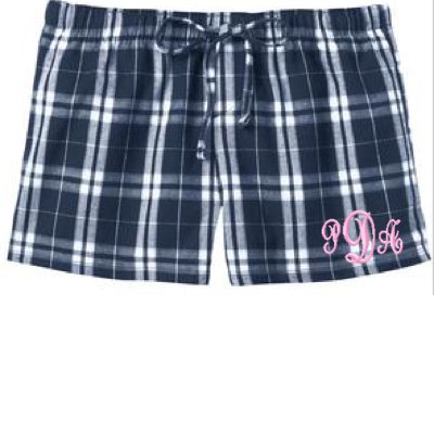Monogrammed Flannel Plaid Pajama Shorts In 8 Colors