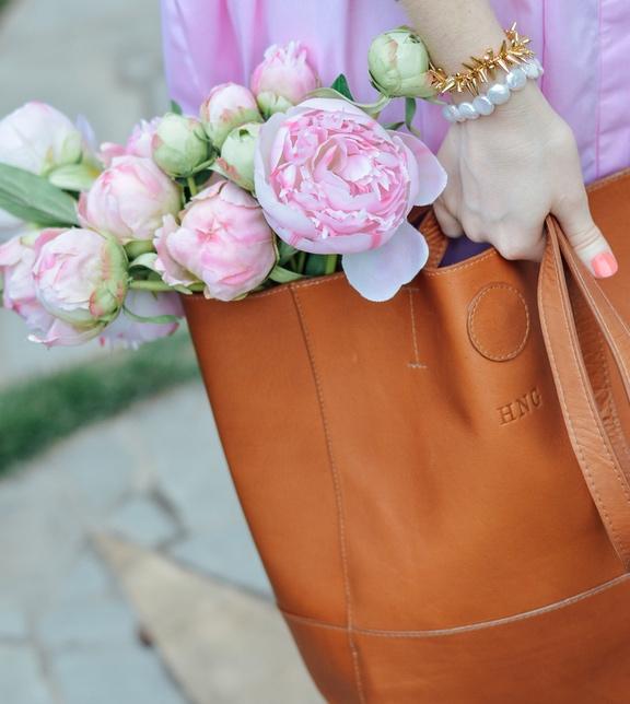 Monogrammed Leather Kate Everyday Tote