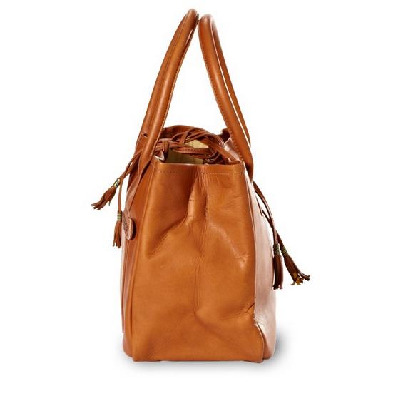 Monogrammed Leather Tassel Handbag