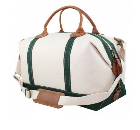Monogrammed Weekender Bag With Green Trim