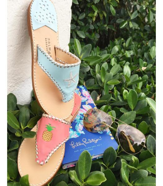 Pineapple Palm Beach Classic Sandals In Melon And Pale