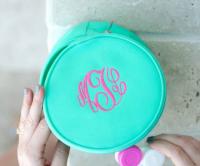 Personalized Round Mint Green Jewelry Case