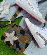 Camo with Star Beaded Bag