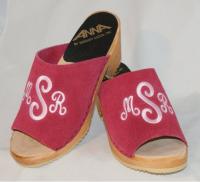  Monogrammed Peep Toe Clog Sandals