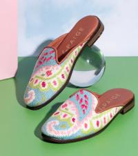 ByPaige Ladies Needlepoint Preppy Paisley Mules 