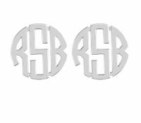 Monogrammed Circle Font Earrings on Post