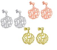 Classic Monogrammed Script Earrings on Post